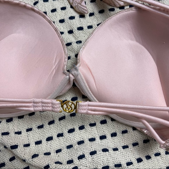 Victorias Secret halter metallic bikini swim top ultimate push up pink sz 34DD - Picture 5 of 6